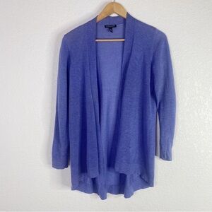 Eileen Fisher Blue Tencel Lyocell Wool Blend Knit Cardigan Sweater